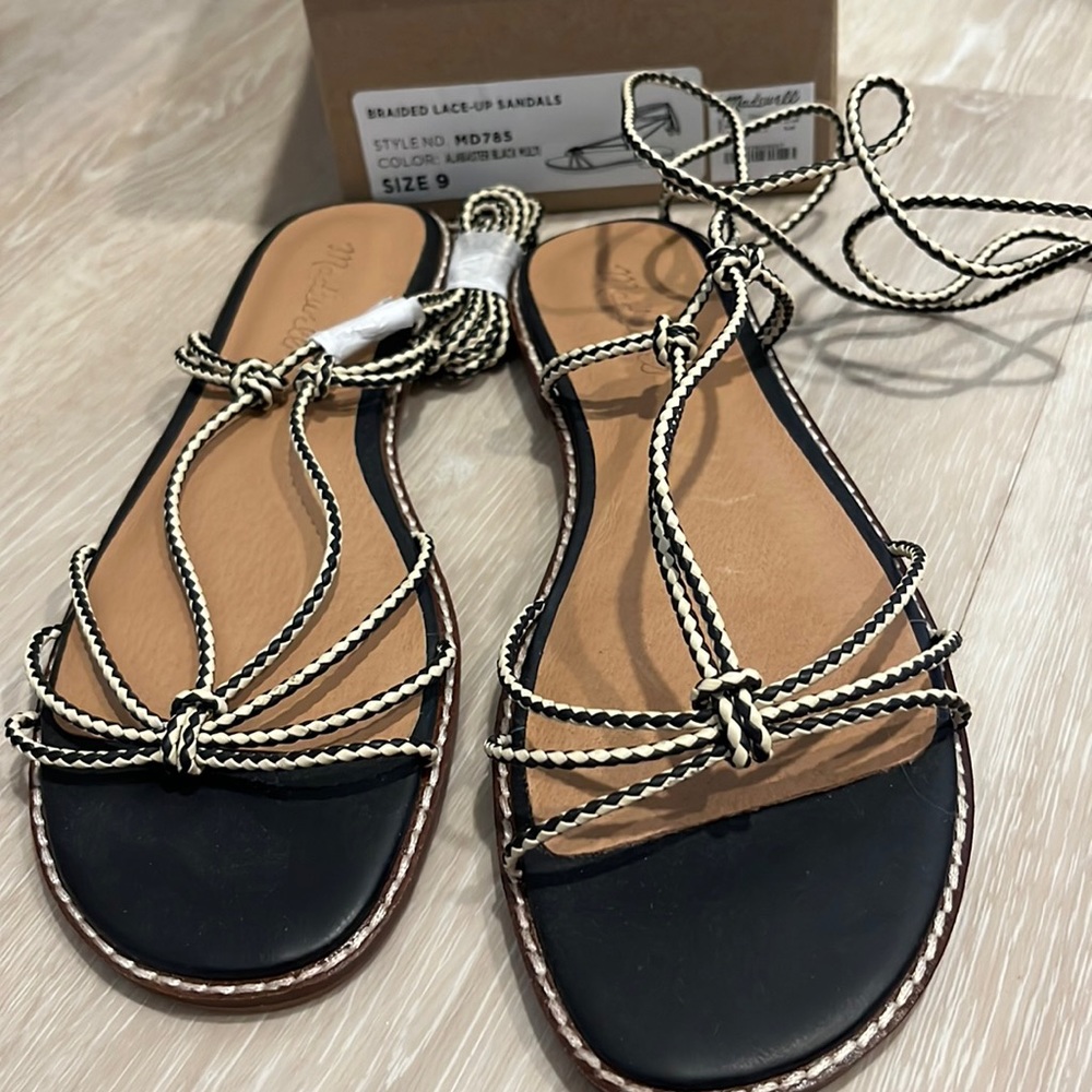 NWT Madewell sandals black lace up new
